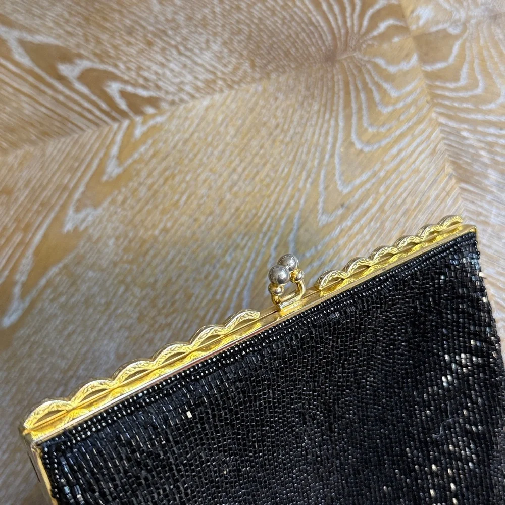 Elegant Black Beaded Clutch